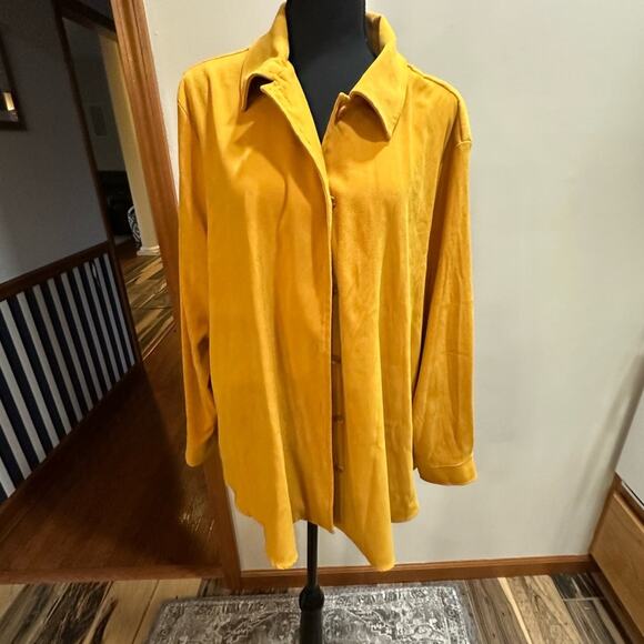 Susan Graver 2X Yellow Button Down Shirt Womens - Picture 1 of 6
